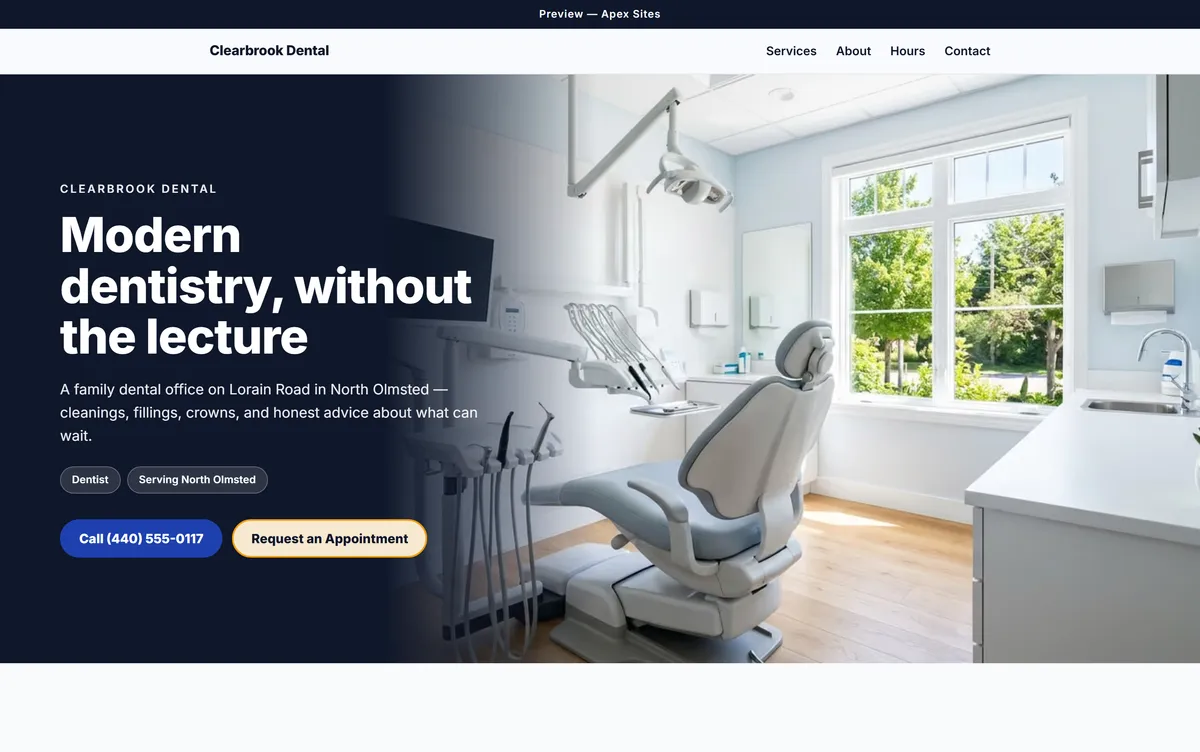 Clearbrook Dental sample website — Dental practice design
