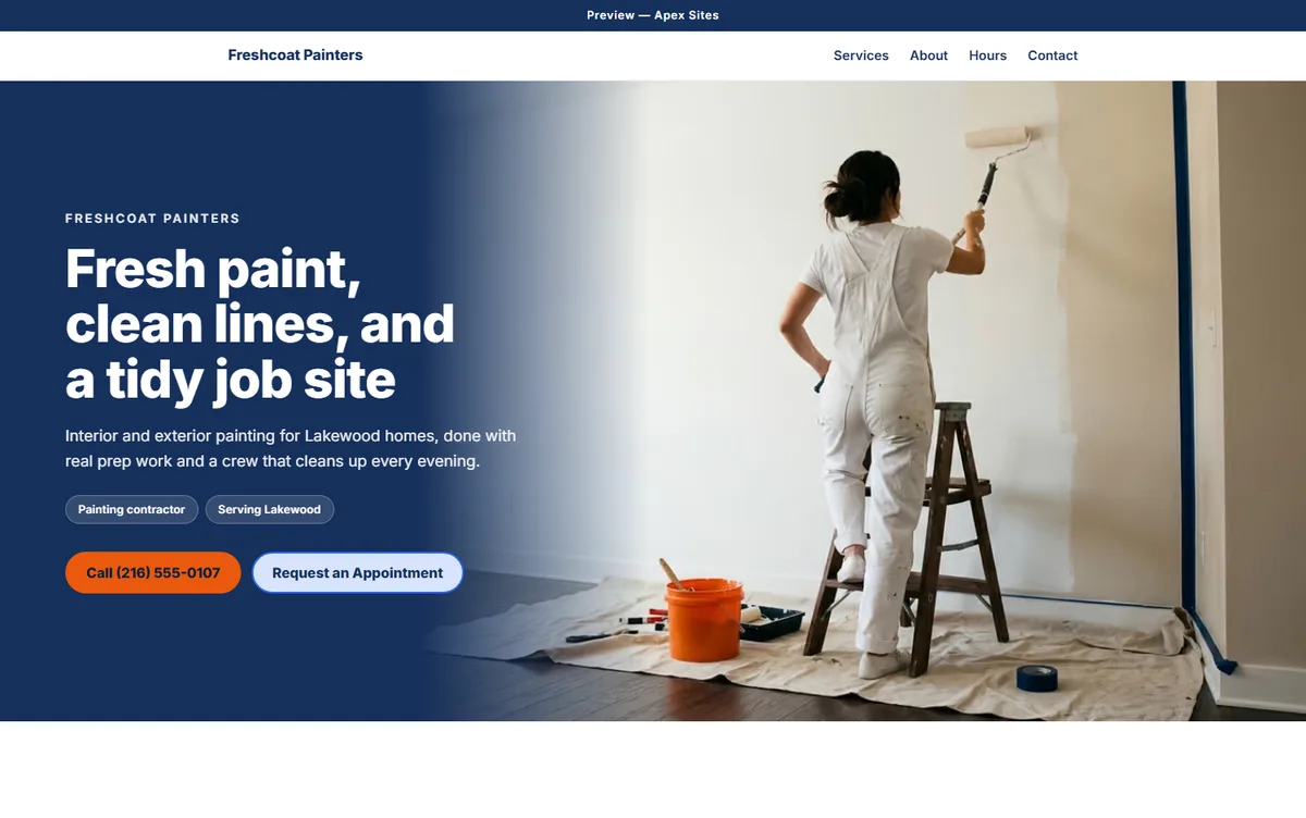 Freshcoat Painters sample website — Painting design