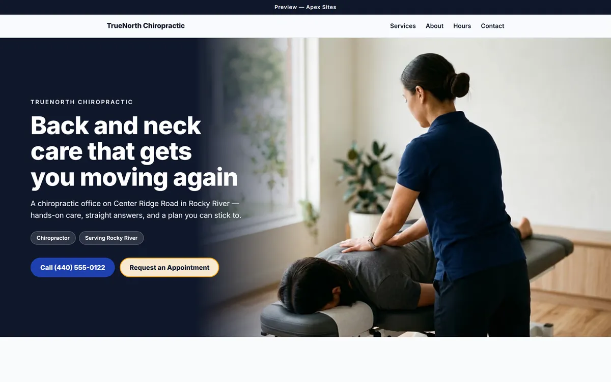 TrueNorth Chiropractic sample website — Chiropractic design