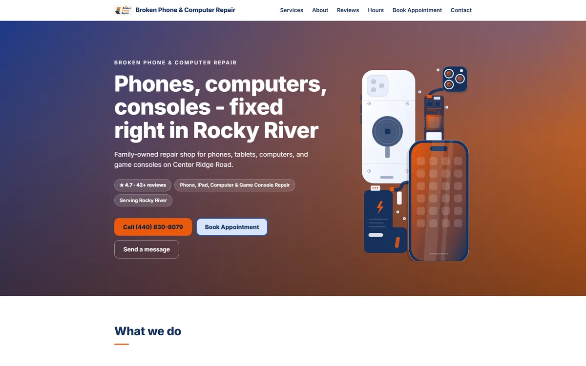 Broken Phone & Computer Repair website hero