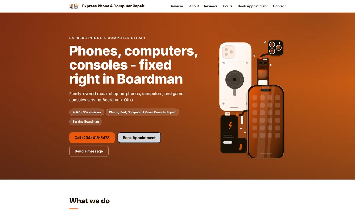 Express Phone & Computer Repair website hero